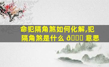 命犯隔角煞如何化解,犯隔角煞是什么 🐕 意思